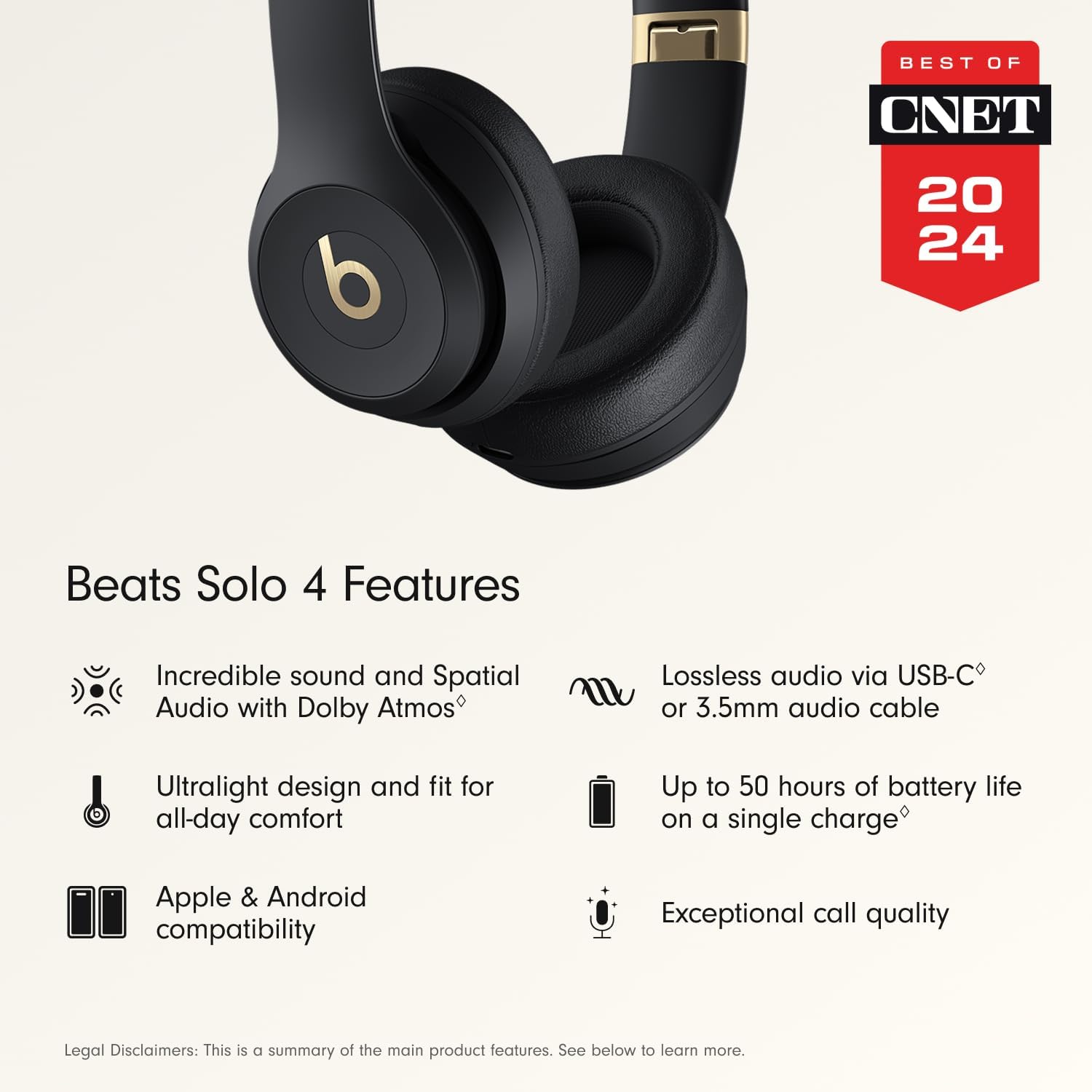 Beats Solo 4 - Wireless Bluetooth On-Ear Headphones, Apple & Android Compatible, Up to 50 Hours of Battery Life - Cloud Pink
