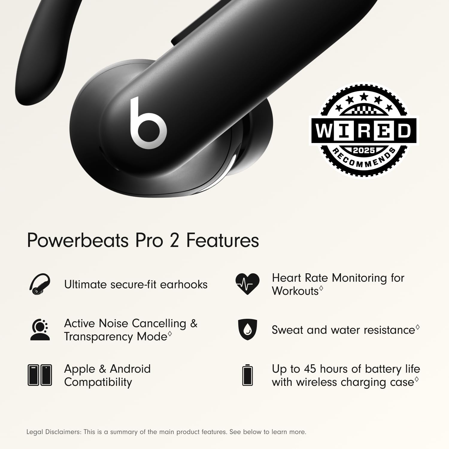 Beats Powerbeats Pro 2 Wireless Bluetooth Earbuds - Noise Cancelling, Heart Rate Monitor